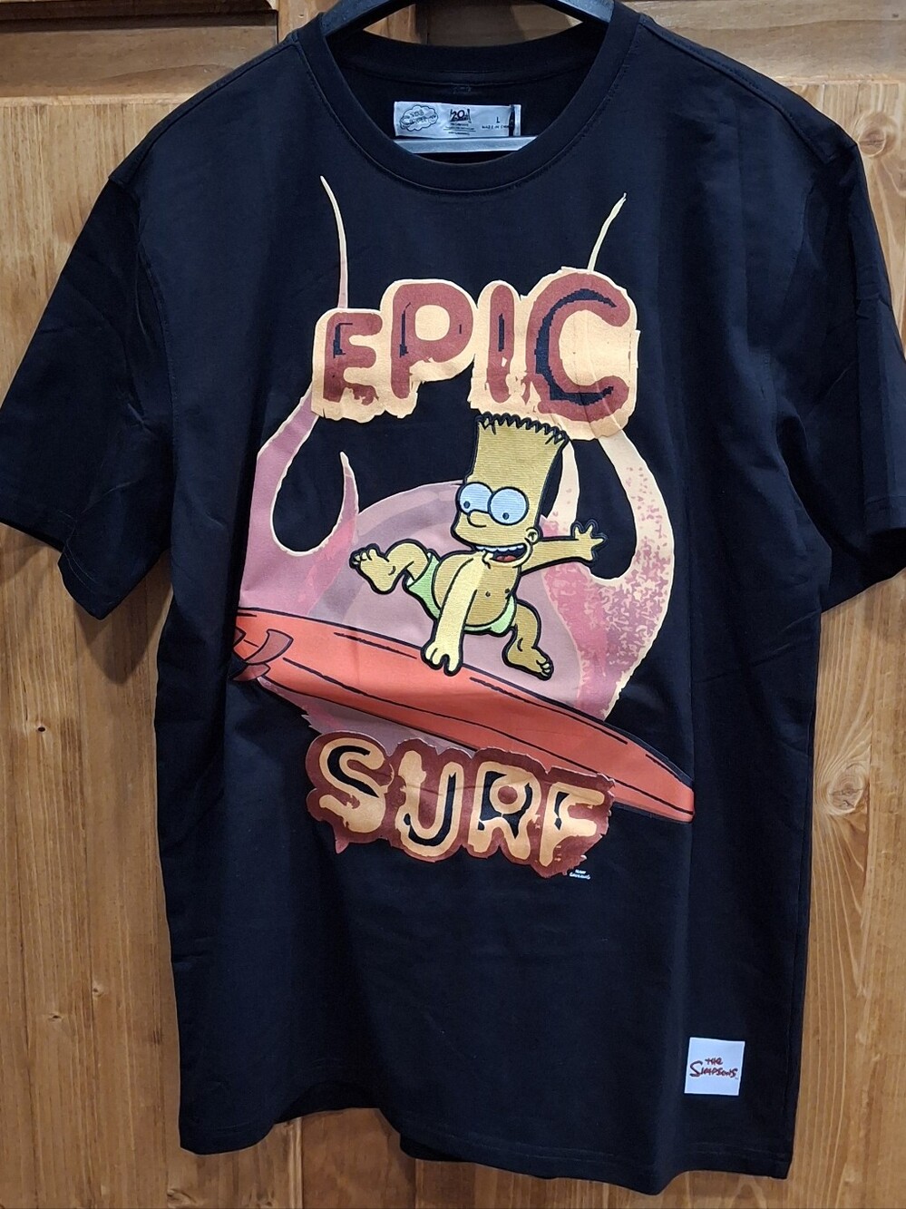 The Simpsons BART Max Freeze Black Tee with Red & Yellow Graphic Mens LARGE